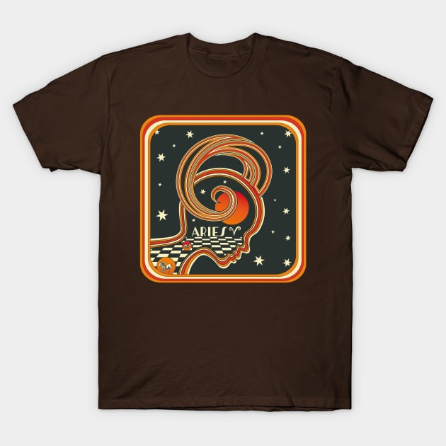 Aries Zodiac, 70s Style design T-Shirt by Inktally